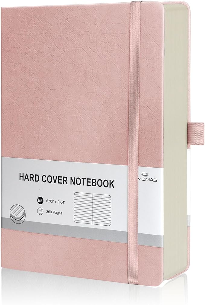 Lined Journal Notebook, 360 Numbered Pages(With page number), Thick Journal for Writing B5 College Ruled Notebook, 100gsm Lined Paper, Leather Hardcover, 9.8'' X 6.9''-Pink