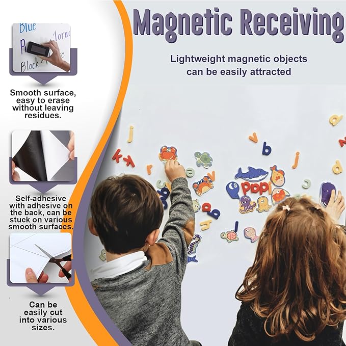 Magnetic Whiteboard Sticker - Adhesive Backing 40'' x 24'' Dry Erase Board for Wall Whiteboard Contact Paper for Kids Office Home Include Marker Magnet Eraser