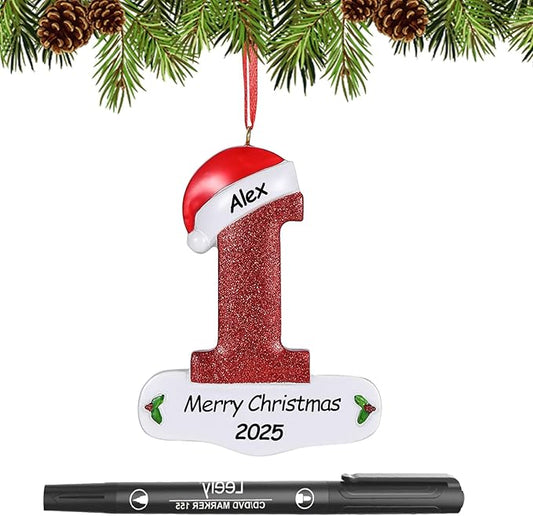 Personalized 26 Letters Ornaments for Christmas Tree 2025, Custom Christmas Ornament with Family Member's Names 3D Resin Xmas Hanging Pendant Original Gifts for Family Friends(I)
