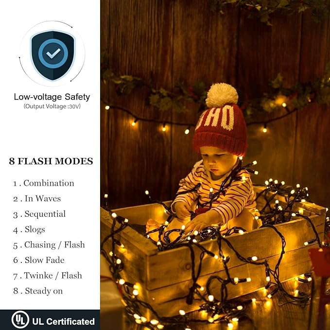 Novtech Christmas LED Outdoor String Lights 164FT 2000LEDs Xmas Fairy Plug in Christmas Lights - Waterproof Decorative String Lights for Home Garden Wedding Party Holiday - Warm White