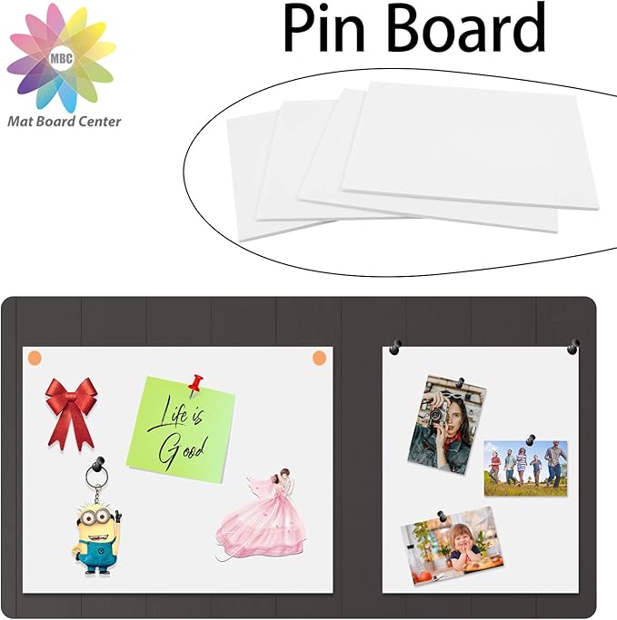 Mat Board Center, Pack of 10 Acid-Free Foam Boards, 8x10 inch White Foam Boards, 1/8" Thick