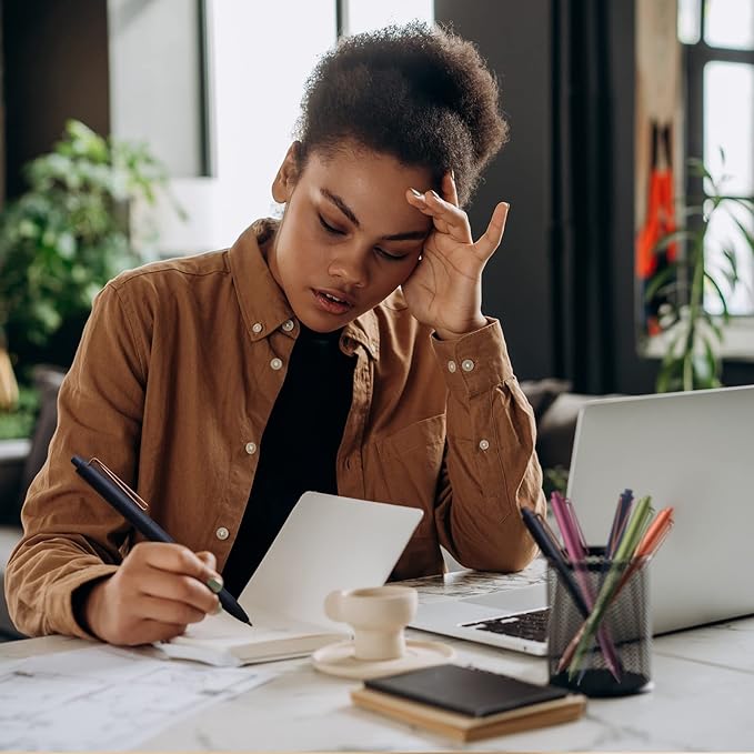 WY WENYUAN Black Ballpoint Pens, Fine Point, 12-pcs, Black Ink, 1.0 mm, Aesthetic School Office Supplies Gift for Her