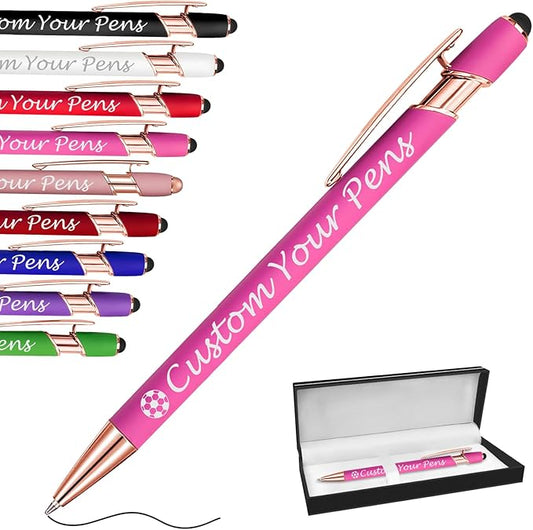 Amlion Personalized Custom Pens with Name Engraved Logo Text,Customized Writing Stylus Pen Promotional Item Gift for Men Women Office Business Wedding-Pink
