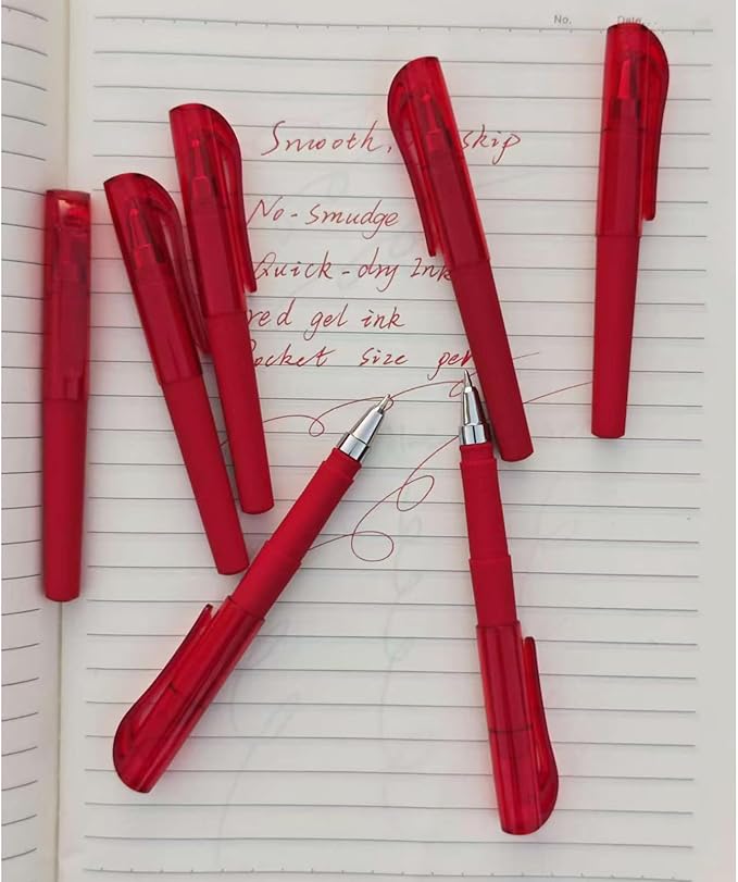 10-Pack Novelty Mini Ballpoint Pens Pocket size Pen Matte Finish Gel Pens, Red Ink Refills, 0.5mm Fine Point Bulk Office & School Supplies for Writing, Marking,Note Taking, Everyday Use
