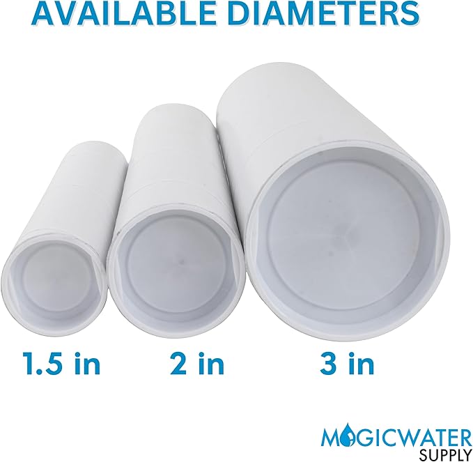 MagicWater Supply Mailing Tube 3 in x 12 in White - 2 Pack - for Shipping and Storage of Posters, Arts, Crafts, and Documents