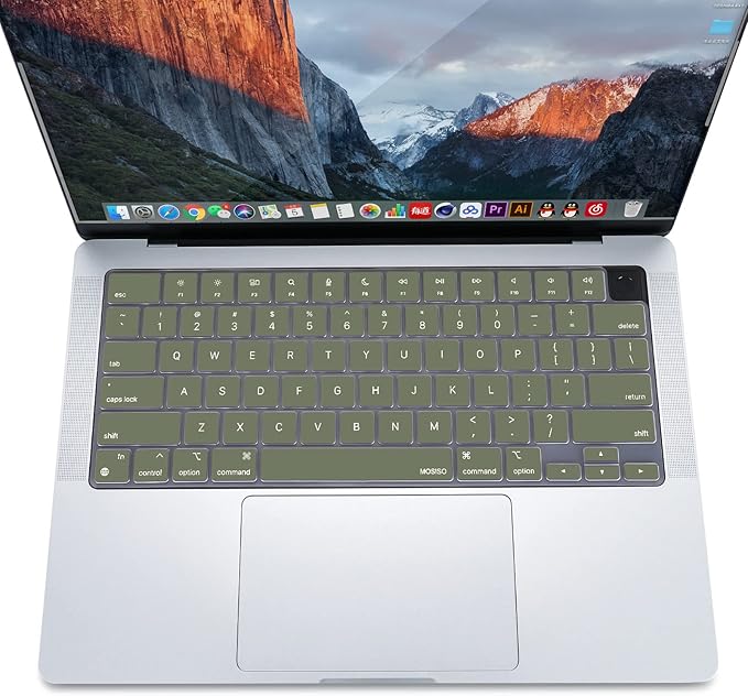 MOSISO Keyboard Cover Skin Compatible with MacBook Air 15 inch M3 A3114 M2 A2941/Air 13.6 A3113 A2681/Pro 14/16 M4 M3 M2 M1, Army Green