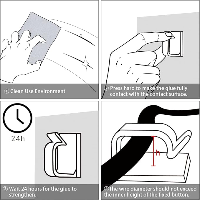 XHF 5/8” Adhesive Cord Clips White 60pcs, Cable Management Staples for Under Desk, Car, Wall, TV, PC, Ethernet