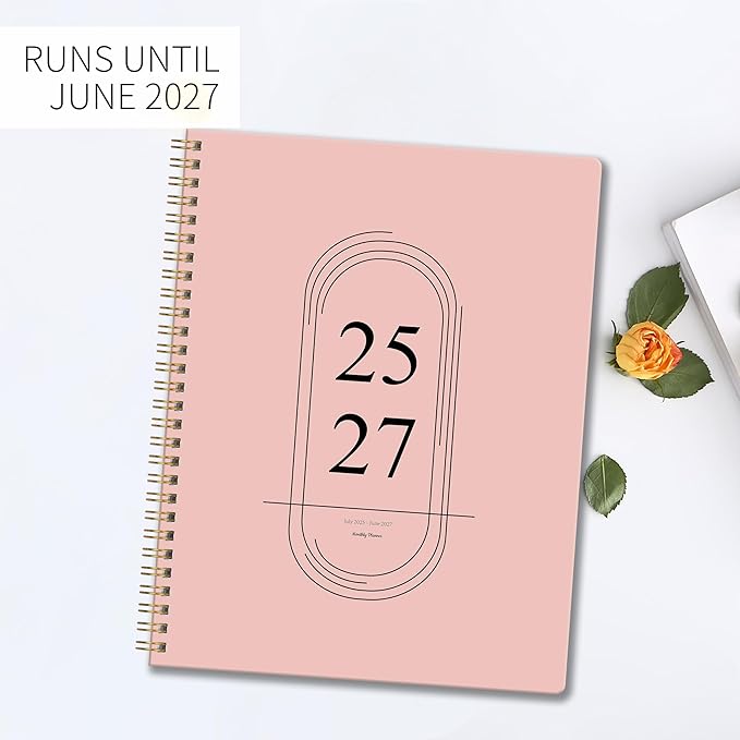 Monthly Planner 2025-2027, Simplified Monthly Calendar Planner, 24 Months Calendar, July 2025 - June 2027, 8.5" * 11", Waterproof Cover with Spiral Bound, for Office, School - Pink