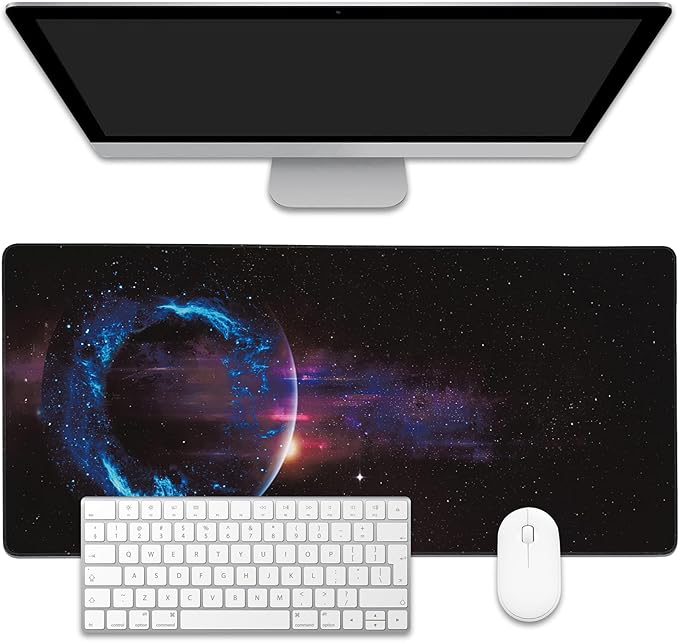 Mouse Pad,Abstract Space Desk Mat for Desktop,Desk Pad with Non-Slip Base and Stitched Edge,Extended Mousepad for Office and Home 35.4X15.7 Inch