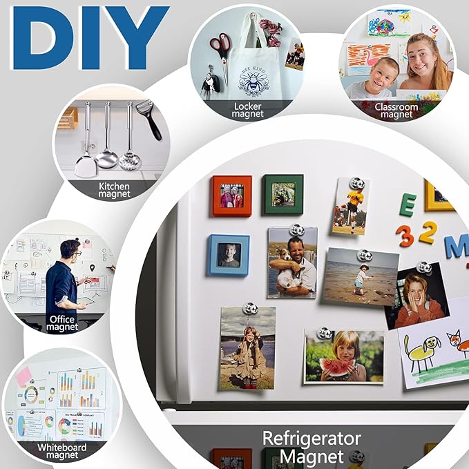 LOVIMAG Fridge Magnets 20Pcs Refrigerator Whiteboard Small Strong Magnet Classroom Kitchen Accessories Decorative Locker Set Decor Must Haves Office Calendar Refrigerador Magnetic Cute Crafts Silver