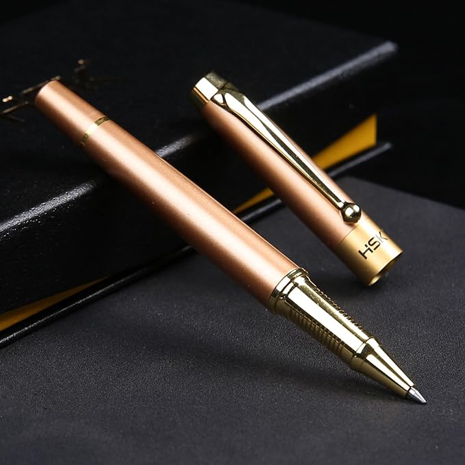 HSK Ballpoint Pens Luxury gift Pen Black Refill Line width 0.5mm,Best Ball Pen Gift Set for Men & Women Professional Executive,Office,Nice Pens Classy Gift Box (Rose gold)