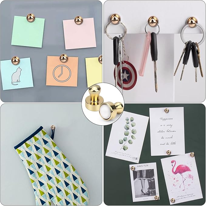 LOVIMAG Fridge Magnets 20Pcs Refrigerator Whiteboard Small Strong Magnet Classroom Kitchen Accessories Decorative Locker Set Decor Must Haves Office Calendar Refrigerador Magnetic Cute Crafts Gold