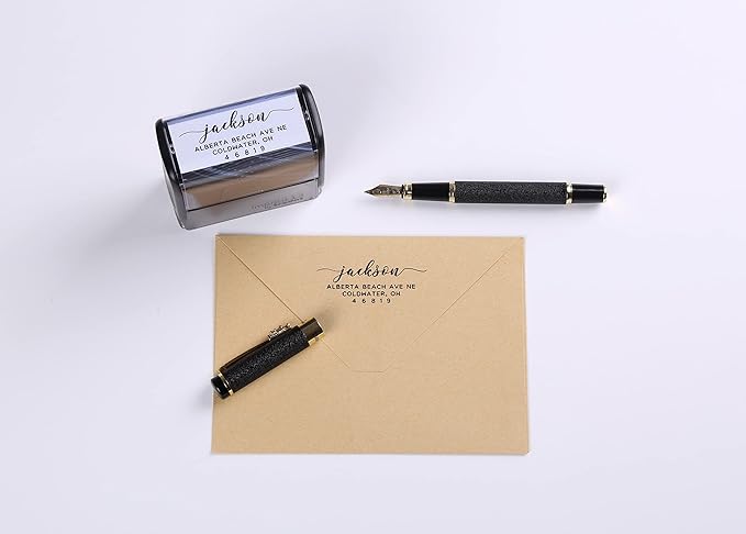 LOMENTICSCustom Self Inking Return Address Stamp, Make Return Addressing Easy - Up to 18 Designs - 15 Color Choices