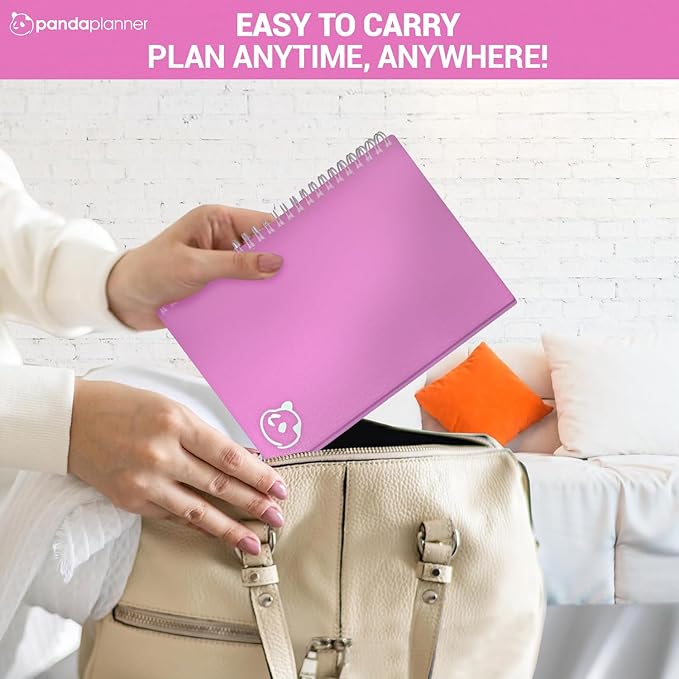 Panda Planner 2025-2026 Undated Weekly Planner, Weekly To Do List Notebook with Spiral Binding - 5.75” x 8.25”, 52 Weeks - Undated Planner with Habit Tracker Notebook for Home, School & Office (Pink)