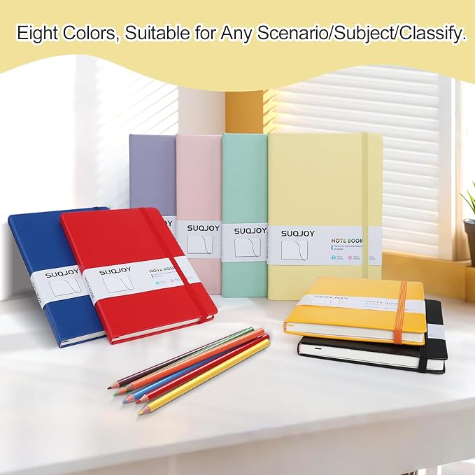 Lined Journal Notebooks for Writing, 100 GSM Thick Paper, 8 Pack Hardcover Notebooks, A5 College Ruled Notebook, Journaling Notebook for School/Travel/Office (Assorted Color- 8 Pack)