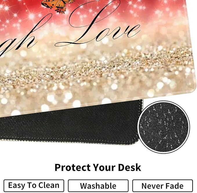 Large XXL Gaming Desk Mat 31.5"x 11.8", Ergonomic Keyboard Wrist Rest & Mouse Pad Wrist Rest + Coaster Set, Non-Slip Base, Memory Foam, Office and Home, Live Laugh Love
