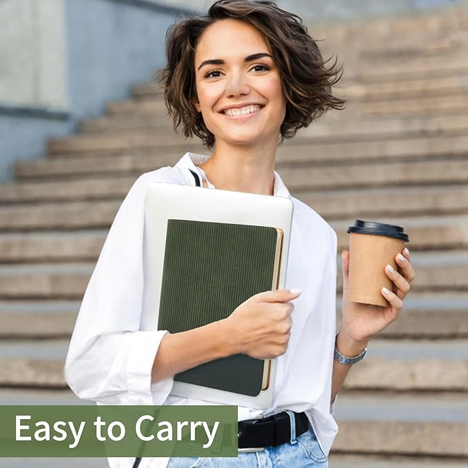 Lined Journal Notebook for Work College Ruled Note Book 5.79"x8.27"A5 PU Leather Daily Journaling 216 Pages for Women Men Writing Home School Supplies Business (Dark Green)