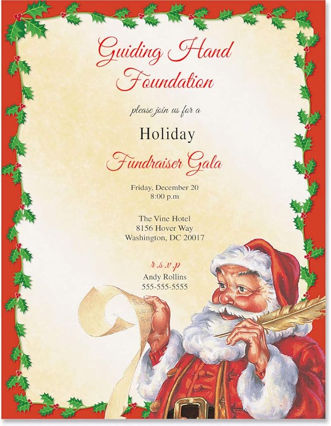 PaperDirect Santa's List Border Paper, Cream Background with Red Holly Border and Vintage Santa with Naughty or Nice List, 8.5 x 11, Acid-Free, Ideal for Holiday Invitations, Cards, 25 Sheets