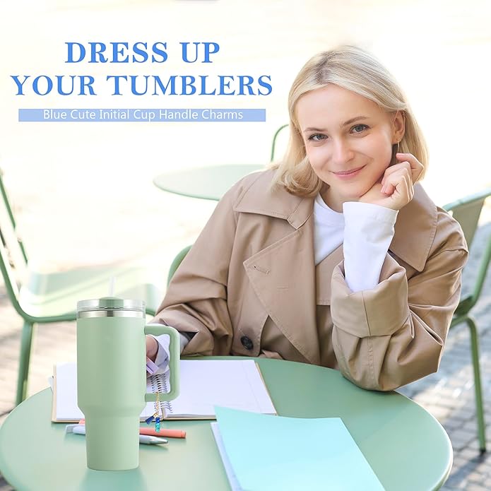 Letter Charm Accessories for Stanley Cup 1 PCS Cute Initial Keychain Handle Charm for Stanley Tumbler for Women