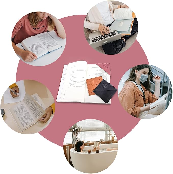 Leather Square Bookmarks - 3 Pieces Retro Flower Print Book Markers Clip Set for Teachers Students Book Reading Lovers, for School Office Home Supplies, Wayzton Corner Page Book Marks