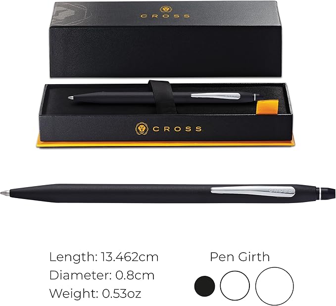 Cross Click Refillable Ballpoint Pen Presented in a Everyday Gift Box - Medium Point, Black Ink, Black & Chrome