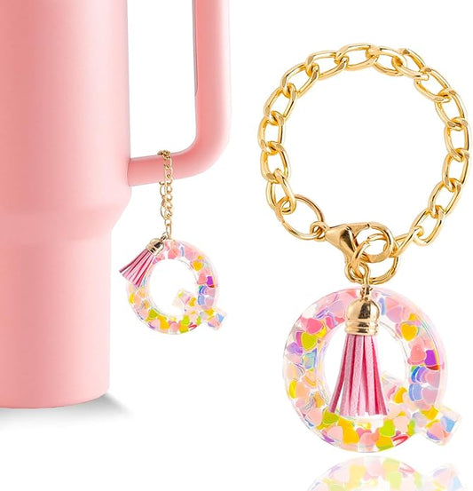 Letter Charm Accessories for Stanley Cup 1 PCS Cute Initial Keychain Handle Charm for Stanley Tumbler for Women