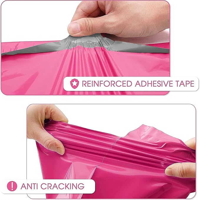 Metronic Poly Mailers 12x15.5 100 Pack Pink, Medium Size Shipping Bags for Clothing, Strong Self-Seal Mailers Poly Bags Shipping Envelopes, Thick Mailing Bags Package Bags for Small Business Shipping