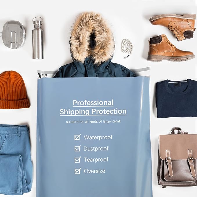 Metronic Poly Mailers 24x24 50PC, Extra Large Shipping Bags Mailing Envelopes with Strong Adhesive, 2.5Mil Thick Mailers Poly Bags for Shipping, Mailing Bag Packaging Bag for Small Business, Haze Blue