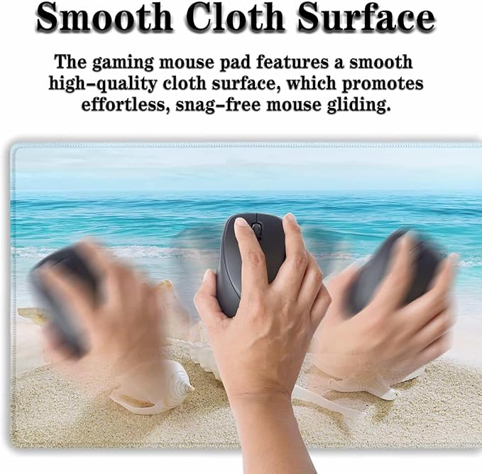 Office Desk Mat Keyboard Pad, Gaming Mouse Pad Large Desk Pad, The Desk Mat Waterproof Non-Slip Rubber Base, 35.4 X 15.7 inch for Work/Game/Office/Home Seashells, Ocean Seashells Sandy Beach