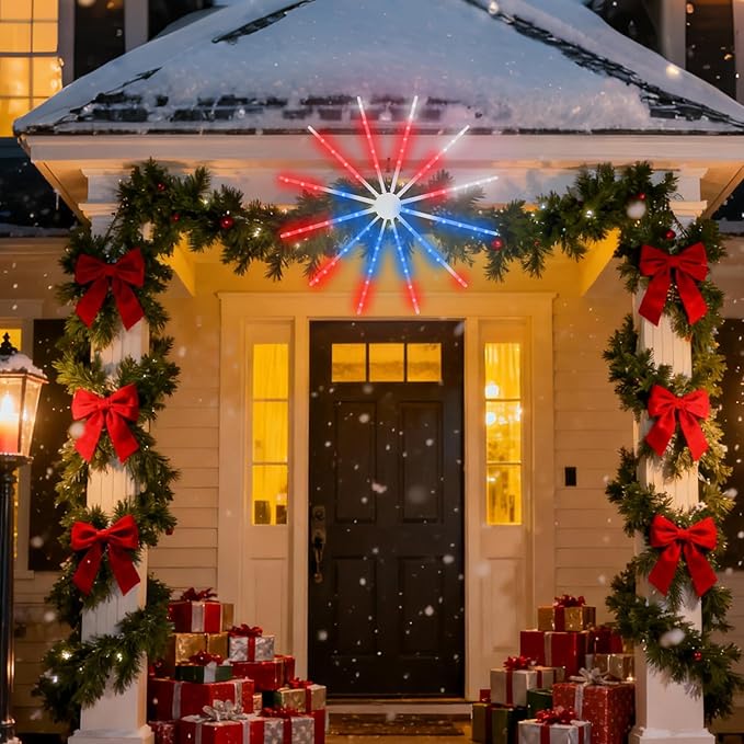 Lighted Christmas Wall Decor: RGB Color Changing Christmas Snowflake Window Lights - 24" Pre-Lit Xmas Decorations Indoor for Wall Door Window, USB Powered