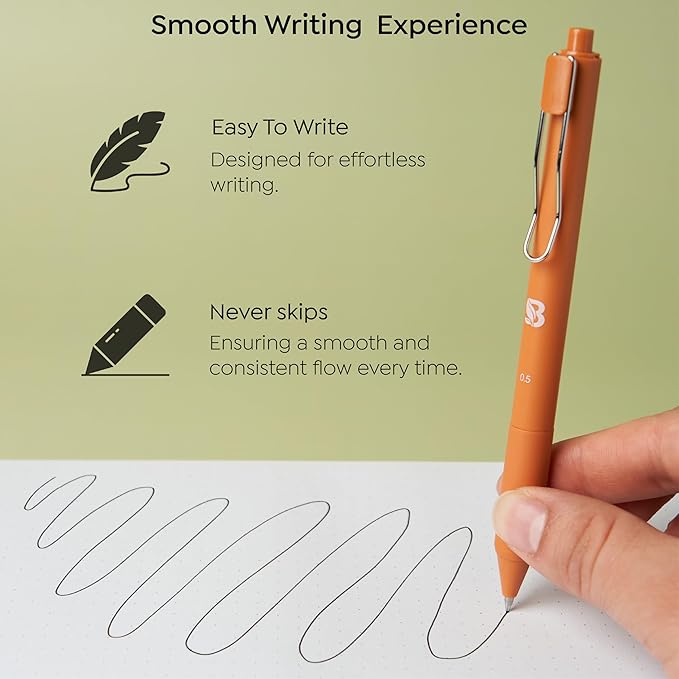 BLIEVE - Black Ink Gel Pens With Cool Matte Finish, Aesthetic and Cute Pens With Smooth Writing For Journaling And Bible Note Taking No Bleed Through, Cute School Supplies 8 Pack (Black Ink)