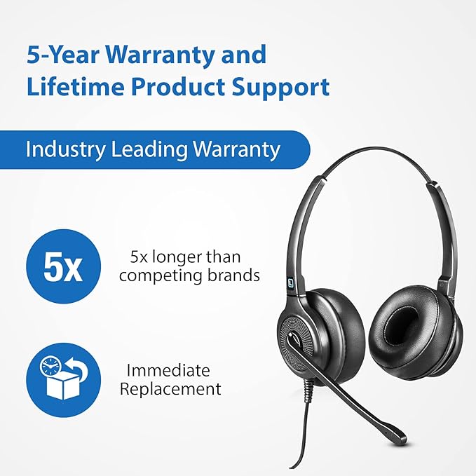 Leitner LH255XL – Headsets for Call Centers – Works with All VoIP Phone Systems – Comfortable for All Day Wear – USB-A