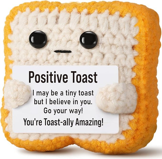 Mini Funny Crochet Toast–Fathers Day Birthday Gifts for Dad Mom Graduation Students, Teacher Appreciation Daughter, Sister, Best Friends–Small Cute Stuff Things, Emotional Positive Crochet Toast Decor