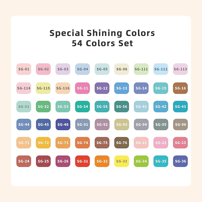 Glitter Gel Pens for Adult Coloring, 54 Colors Special Shining Multi Glitter Gel Pens Colored Set for Drawing, Doodling, Journaling & Creative Art Supplies