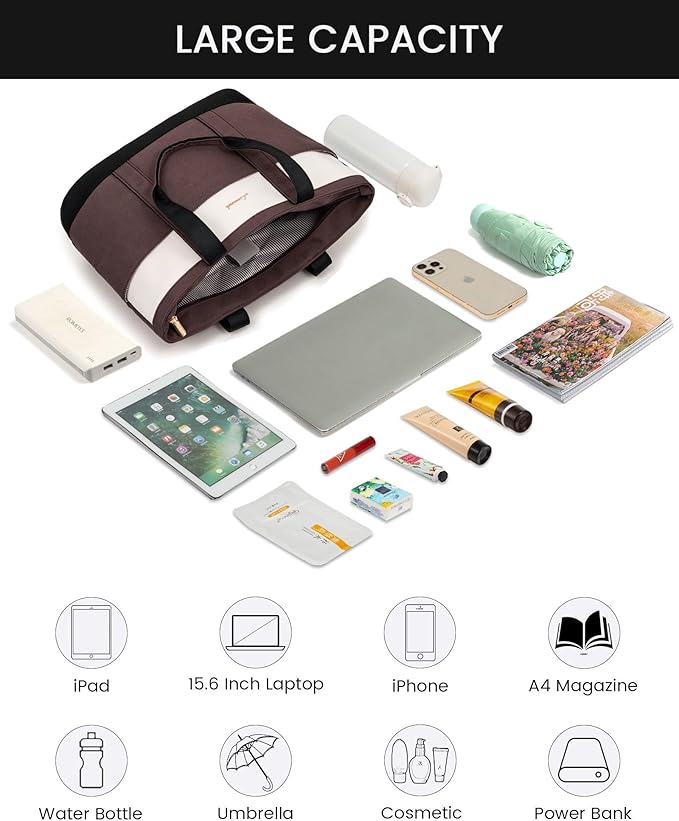LOVEVOOK Tote Bag for Women，Lightweight Work Bag for Teacher, 15.6 Inch Laptop Bag，Large Shoulder Bag