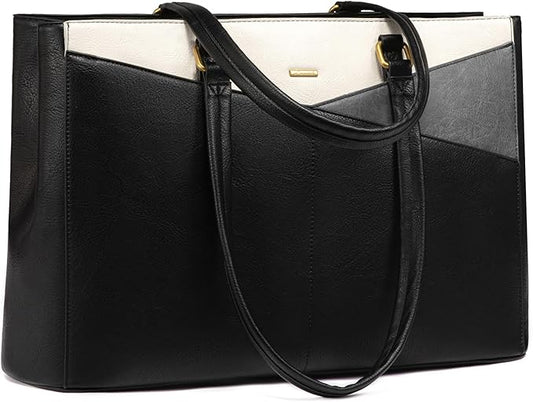 LOVEVOOK Laptop Bag for Women,15.6 Inch Laptop Tote Bag for Women,Vintage Leather Work Tote Bags Computer Teacher Bag,Waterproof Business Bag Office Briefcase