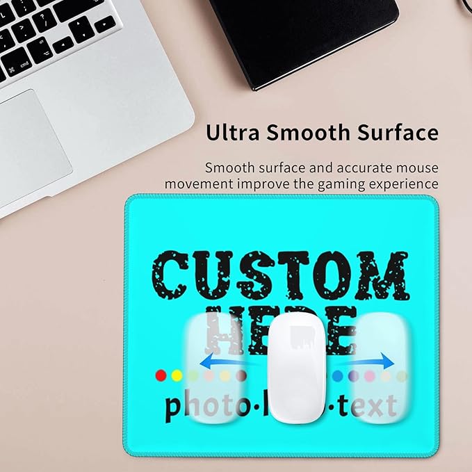Personalized Mouse Pad Custom Image Text Logo Laptop Desk Mat Customized Non-Slip Waterproof Office Desk Accessories for Women/Men Customized Funny/Cool Cyan Mouse Pad 21 cm×26 cm