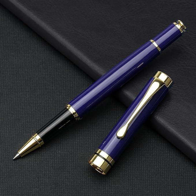 YIVONKA Personalized custom pen Luxury pens Free Engraving roller Ballpen,Ballpoint pen,office ballpoint pen, Black Ink,Gifts for Men,Women, Classy Gift Box (Blue)