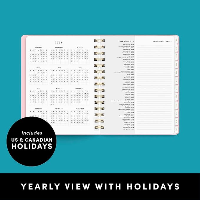 PAPERAGE 2026 Weekly & Monthly Planner, 12 Months (January 2026 - December 2026), 6.6 in x 8.1 in, Spiral Bound 2026 Planner with Weekly, Monthly & Yearly Views, Note Pages & Inner Pocket – Slate