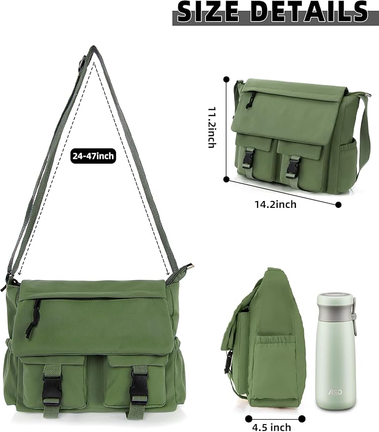 Lovvento Shoulder Messenger Bag for Men - Women Laptop Bag 15.6 inch Satchel Bags Mens Canvas Crossbody Tote Bags