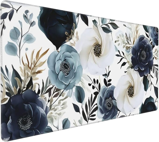 35.4 x 15.7 in, XXL Large Mouse Pad for Desk, Extended Keyboard Mouse Mat for Computer Office, Big Laptop Mouse pad, Gaming Pc-Boho Navy Blue Peony Florals