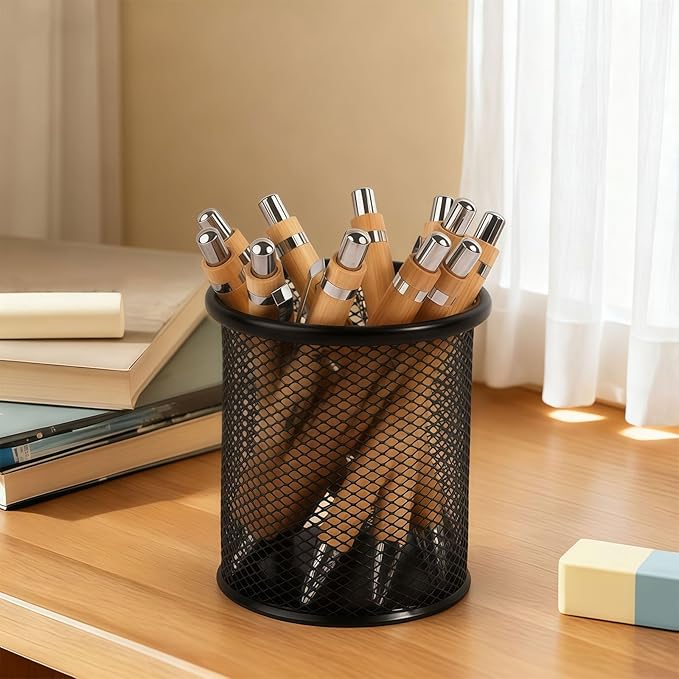 12 PCS Bamboo Bible Design Pens with Inspiring Text, Pen Set with 12 Ink Refills & 1 Black Pen Holder, Smooth Black Ink Ballpoint Pens for Church Staff, Gift for Women & Men