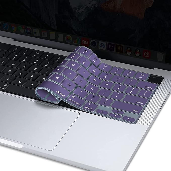 MOSISO Keyboard Cover Skin Compatible with MacBook Air 15 inch M3 A3114 M2 A2941/Air 13.6 A3113 A2681/Pro 14/16 M4 M3 M2 M1, Imperial Purple