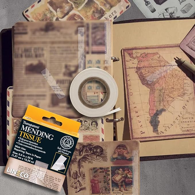 Lineco Archival Document Repair Tape, Repairs Paper Documents, Maps, Ephemera, Photos and Artwork. Acid-Free Translucent Tape 0.5" x 50', Pack of 1