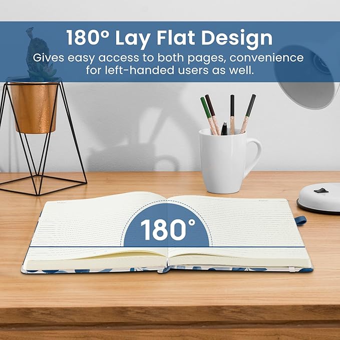 Lined Journal Notebook for Women & Men, Hardcover Leather Journal for writing, A5 College Ruled Notebook for Work & Note Taking, Perfect for Office School Home Supplies, 160 Pages, Watercolor Petal