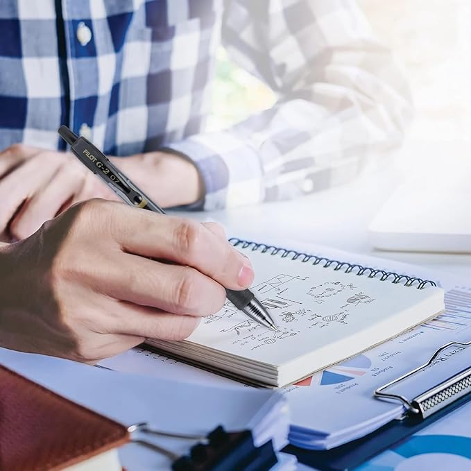 G2 Retractable Premium Gel Ink Roller Ball Pens Fine Point Fine Point (.7mm) Blue Ink 9-pk; Refillable & Premium Comfort Grip Bundle with Plastic Reusable Pouch