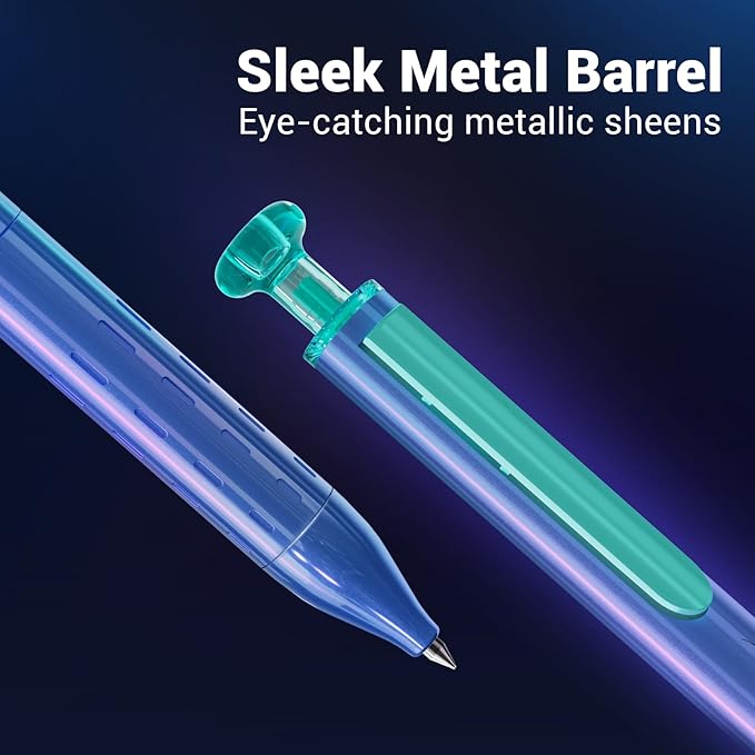 WRITECH Gel Pens Black Ink: Sleek Metal Barrel Pen Fine Point 0.7mm Retractable 3ct No Smear Quick Dry Smooth Writing Silent Clicker Space Up Astroline