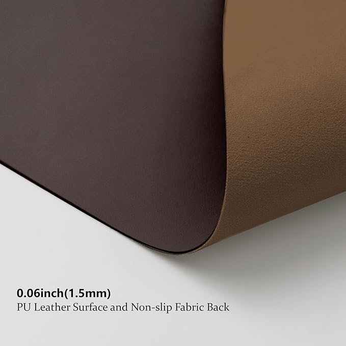 Leather Desk Mat - Non-Slip PU Desk Pad for Office and Home - Desk Organization and Accessories - Ideal for Large Mouse Pad and Desk Mats on Top of Desks (Coffee,36"x 17")