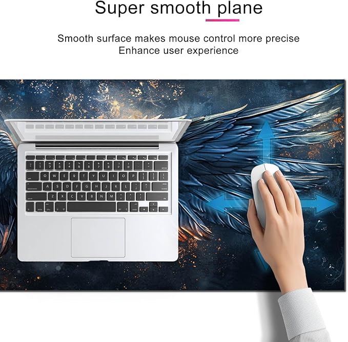 Large Mouse Pad XL 31.5 x 11.8 Inch Black Blue Flame Wing Gaming Desk Mat Extended Keyboard Pad Computer Desk Pad Waterproof Non Slip Mouse Pads for Desktop Office Accessories