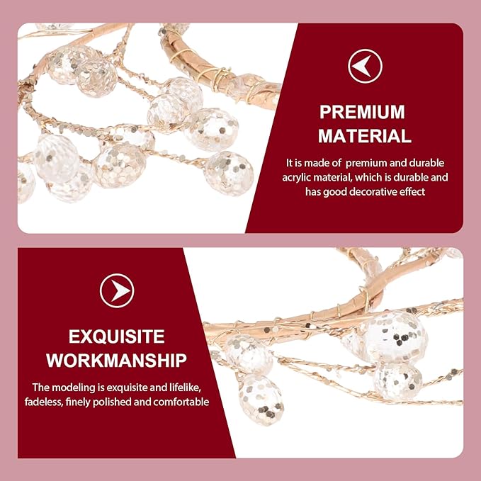 ibasenice Christmas Acrylic Bead Wreath Candleholder Wreath Ring Xmas Party Dining Table Decoration